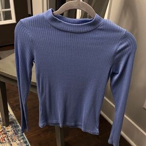 Art Class Ribbed Long Sleeve Top in Blue